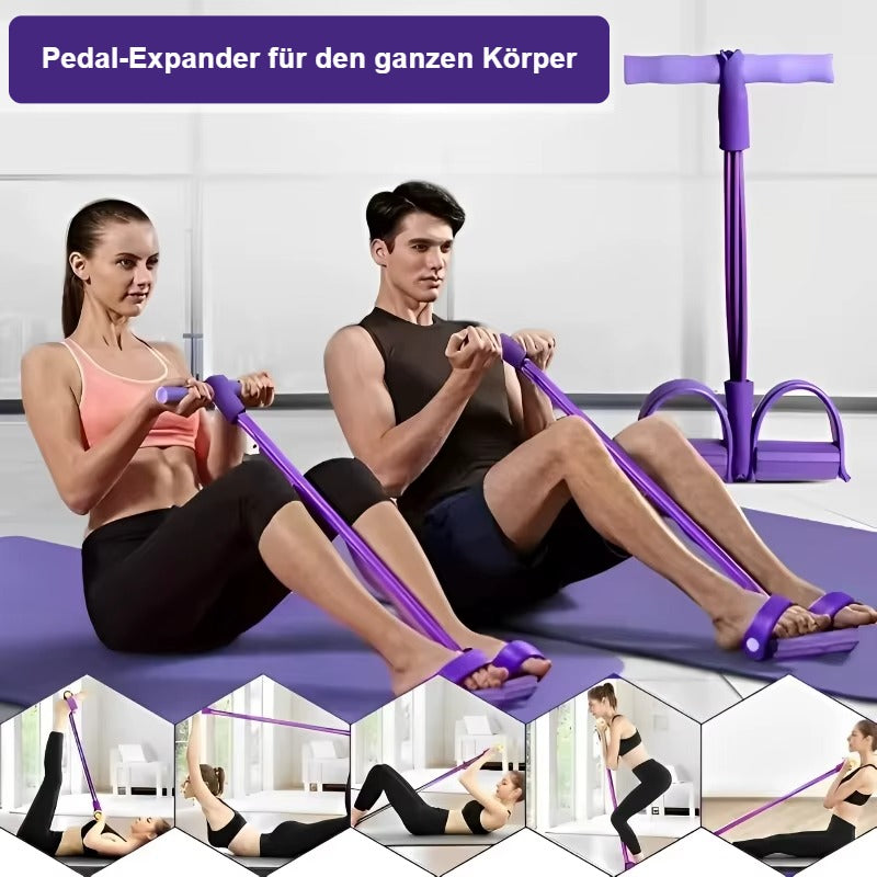 Pedal-Expander mit 4 Zugbändern – Sit-up- und Ganzkörpertrainer