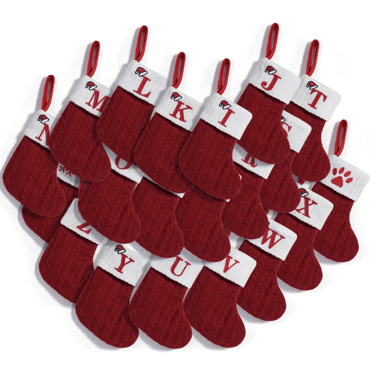 Weihnachtsstrumpf mit Buchstabe – gestrickt, zum Aufhängen