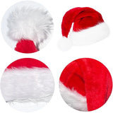 Weihnachtsmützen aus Plüsch – rot mit weißem Rand, 2er- oder 8er-Set