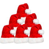 Weihnachtsmützen aus Plüsch – rot mit weißem Rand, 2er- oder 8er-Set