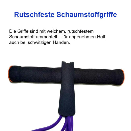 Pedal-Expander mit 6 Zugbändern – verstärkt, für Bauch, Arme und Beine