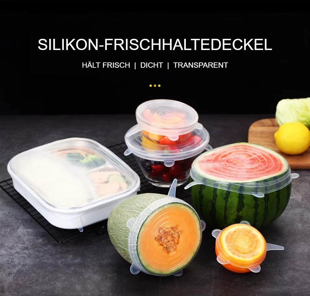 Silikon-Stretchdeckel 6er-Set – für Schüsseln, Dosen und Gläser