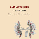 LED-Weihnachtslichterkette mit Figuren – 3 m, 20 LEDs, batteriebetrieben